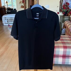 Uniqlo Black Polo Shirt with Gray Accents size Med